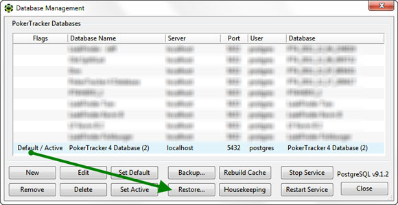 PokerTracker 4: управление резервными копиями базы данных