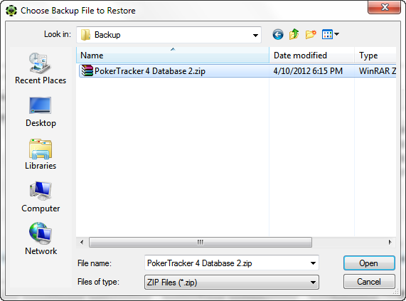 PokerTracker 4: управление резервными копиями базы данных
